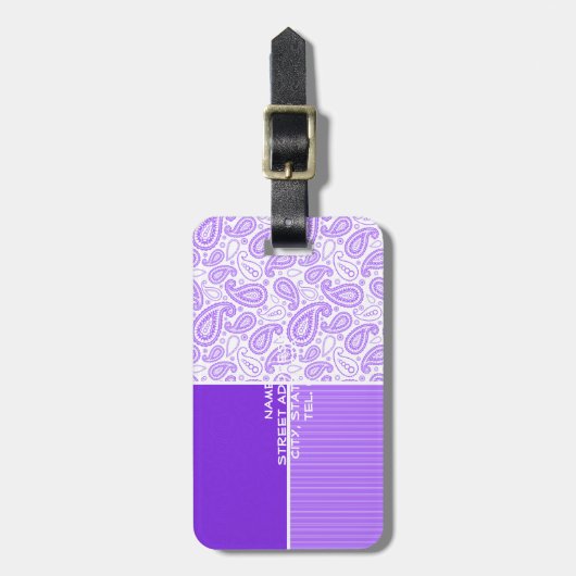 Paarse Paisley krijtbord look Bagagelabel (Voorkant verticaal)