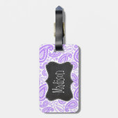 Paarse Paisley krijtbord look Bagagelabel (Achterkant verticaal)