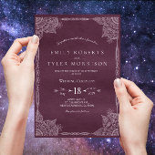 Paarse Paisley Mandala Indiase bruiloft RSVP Kaartje