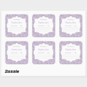 Paarse Paisley Meisje Boek baby shower Bookplate Vierkante Sticker (Vel)