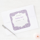 Paarse Paisley Meisje Boek baby shower Bookplate Vierkante Sticker (Envelop)