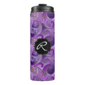 Paarse Paisley met aangepaste monogram Thermosbeker (Voorkant)