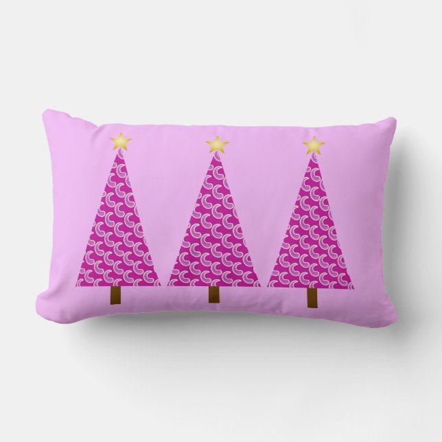 Paarse paisley moderne kerstbomen kussen (Voorkant)