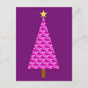 Paarse paisley moderne kerstboom feestdagenkaart
