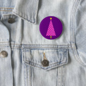 Paarse paisley moderne kerstboom ronde button 5,7 cm (In situ)