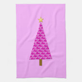 Paarse paisley moderne kerstboom theedoek (Verticaal)