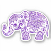 Paarse  paisley olifant sticker (Voorkant)