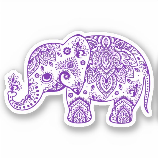 Paarse  paisley olifant sticker (Voorkant)