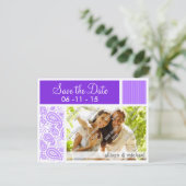 Paarse Paisley-patroon Aankondigingskaart (Staand voorkant)