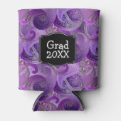 Paarse Paisley Patroon met aangepaste tekst Blikjeskoeler (Voorkant)