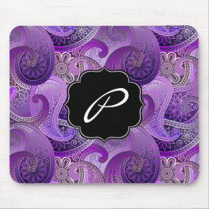 Paarse Paisley Patroon met Custom Monogram Muismat