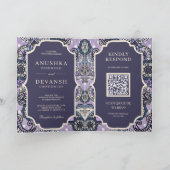 Paarse Paisley Pattern QR Code Indian Wedding (Binnen)