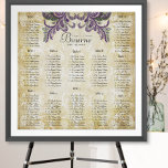 Paarse Paisley Peacock Wedding Seating Charts Poster<br><div class="desc">Als u een optioneel lijst toevoegt aan een karretje, ziet u tekenopties. Paars goud en groene Peacock Paisley Wedding Paisley Rustic Luxe Wedding Collectie of Mehndi Indian Paisley Peacock Wedding Theme. gouden Victoriaans Floral Damask bruiloft Zitkaarten. Elegant Gold Floral Damask, Victoriaans Renaissance Wedding, middeleeuwse trouwparketkaarten, een bruiloft van 20 s,...</div>