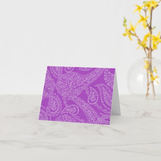 Paarse Paisley Print Summer Fun Girly Pattern Kaart (Gele Bloem)