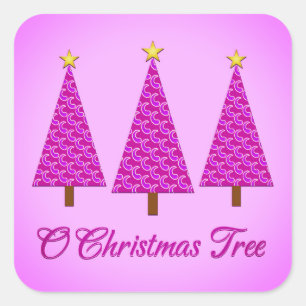 Paarse Paisley Retro Moderne kerstbomen Vierkante Sticker