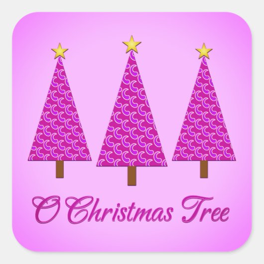 Paarse Paisley Retro Moderne kerstbomen Vierkante Sticker (Voorkant)