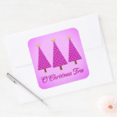 Paarse Paisley Retro Moderne kerstbomen Vierkante Sticker (Envelop)