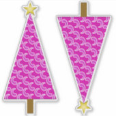 Paarse Paisley Retro Moderne kerstboom Sticker (Voorkant)