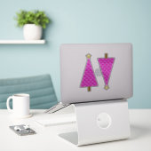 Paarse Paisley Retro Moderne kerstboom Sticker (Laptop op bureau)