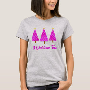 Paarse Paisley Retro Moderne kerstboom T-shirt