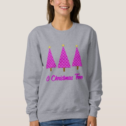 Paarse Paisley Retro Moderne kerstboom Trui (Voorkant)