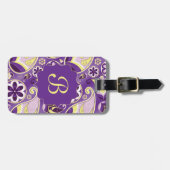 Paarse Paisley vloeiende gradiëntachtergrond Bagagelabel (Voorkant horizontaal)