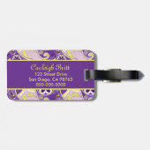 Paarse Paisley vloeiende gradiëntachtergrond Bagagelabel (Achterkant horizontaal)