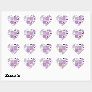 Paarse Paisley Vogels en dieren... Square Sticke Hart Sticker