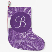 Paarse paisleymonogram kerstmis kleine kerstsok (Voorkant)