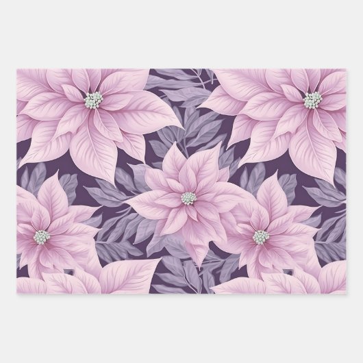 Paarse pakjes van Poinsettia voor vakanties Inpakpapier Vel (Voorkant 2)