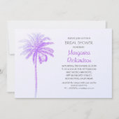 paarse Palm Tree Beach Bruids Douche Uitnodigingen (Voorkant)