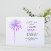 paarse Palm Tree Beach Bruids Douche Uitnodigingen (Staand voorkant)