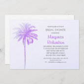 paarse Palm Tree Beach Bruids Douche Uitnodigingen (Voorkant / Achterkant)