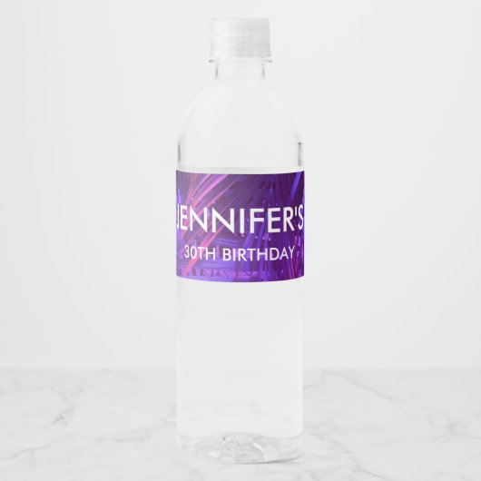 Paarse Palmblad Waterfleslabel Waterfles Etiket (Voorkant)