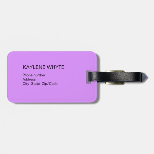 Paarse palmbladeren gepersonaliseerd Bagagelabel (Achterkant horizontaal)