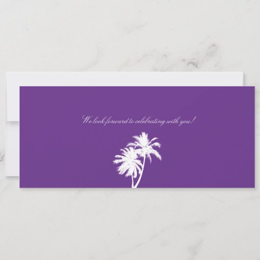 Paarse palmboom Mexicaanse instapkaart bruiloft Kaart (Achterkant)