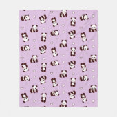 Paarse panda hart fleece deken (Voorkant)