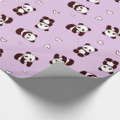 Paarse Panda hart inpakpapier (Hoek)