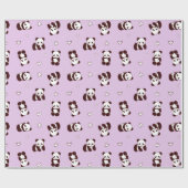 Paarse Panda hart inpakpapier (Vlak)