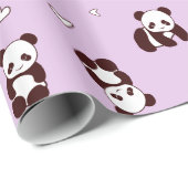 Paarse Panda hart inpakpapier (Rol Hoek)