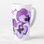 Paarse pannenkoekenbloem Karen naam aanpasbare boh Latte Mok (Rechterhoek)