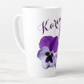 Paarse pannenkoekenbloem Karen naam aanpasbare boh Latte Mok (Linkerhoek)