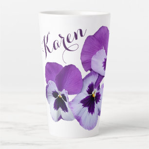 Paarse pannenkoekenbloem Karen naam aanpasbare boh Latte Mok