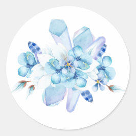 Paarse pansie, kristal in waterverf ronde sticker