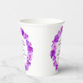 Paarse pansiebloem met waterverf bruiloft papieren bekers (Rechts)