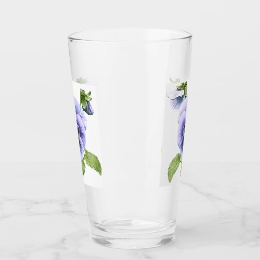 Paarse pansieën - botanische kunst glas (Links)