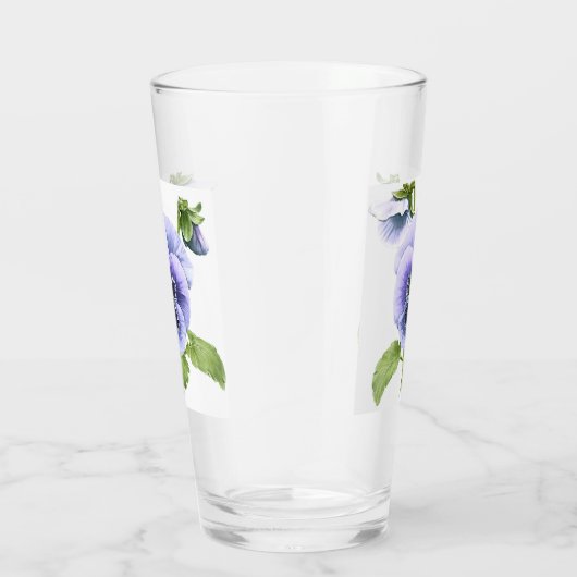 Paarse pansieën - botanische kunst glas (Rechts)