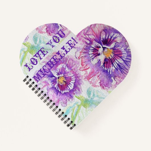 Paarse Pansieën houden van jullie bloemnaam Liefde Notitieboek (Voorkant)