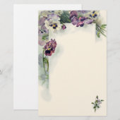 Paarse pansieën  kantoorbenodigdheden briefpapier (Voorkant / Achterkant)