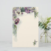 Paarse pansieën  kantoorbenodigdheden briefpapier (Staand voorkant)